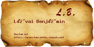 Lévai Benjámin névjegykártya